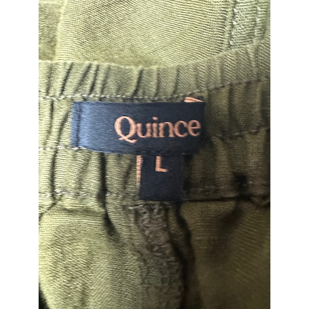 Quince Linen Shorts Womens Large Olive Green Sustainable European Flax Casual - Picture 4 of 6